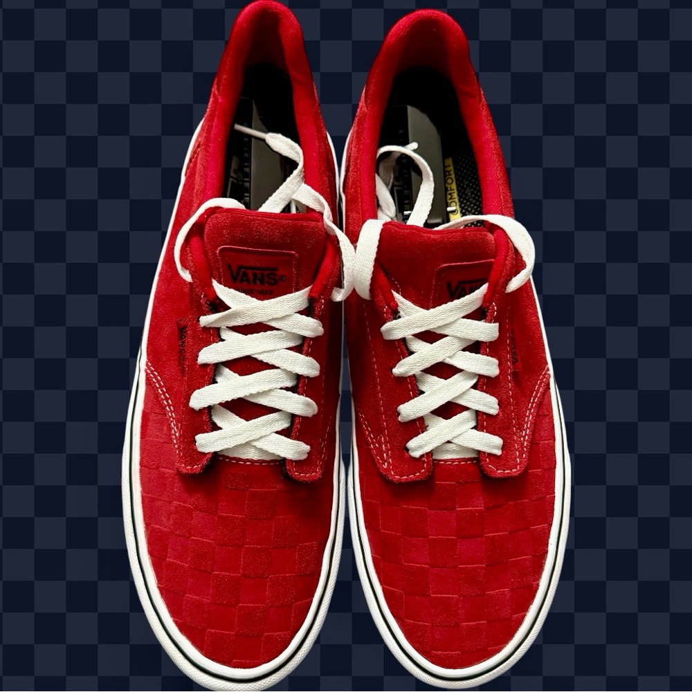VANS-“OldSkool” Sued Red/Red Checkered- Deluxe Comfort Ortholite 500714 *RARE* - Picture 2 of 11